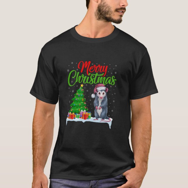 Camiseta Ogambá Árvore de Natal Luz Engraçada Xmas Ogambm L (Frente)