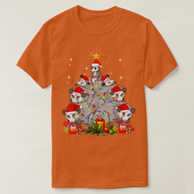 Camiseta Ogambm Possum Árvore de Natal Luz Engraçado Orname (Frente do Design)