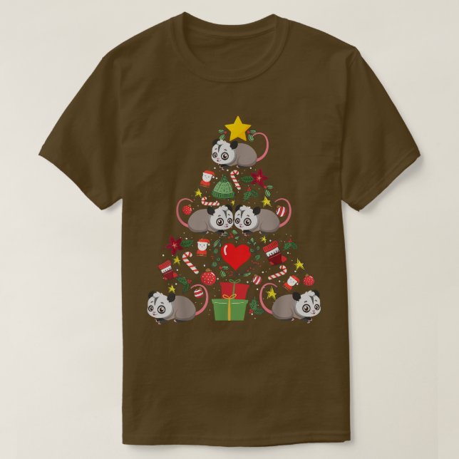 Camiseta Ogambm Possum Enfeites de natal Tree Funny (Frente do Design)