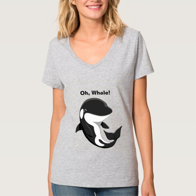 Camiseta Oh Baleia Fofa, Bebê Orca, Baleia (Frente)