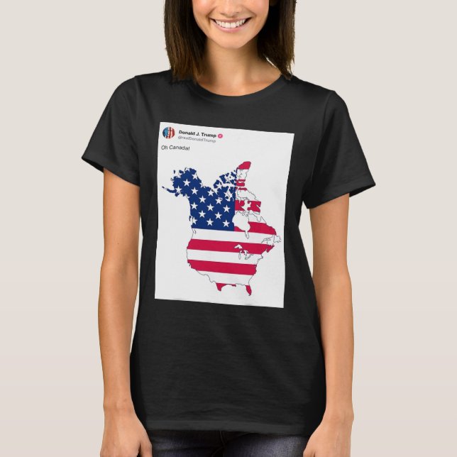 Camiseta Oh Canadá, Engraçado Mapa Dos Eua (Frente)
