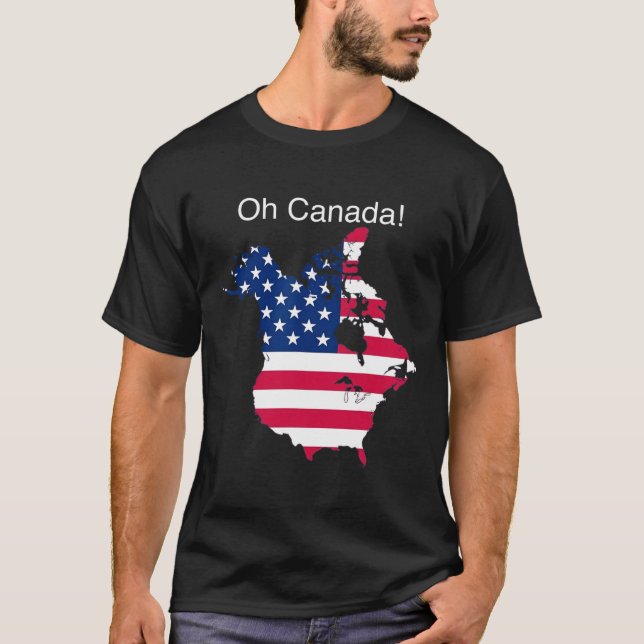 Camiseta Oh Canadá Engraçado Mapa Dos Eua 2 (Frente)
