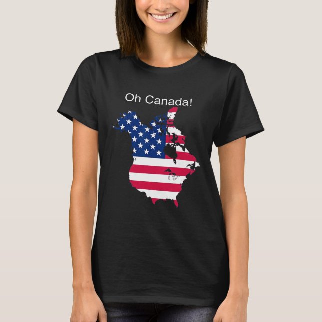 Camiseta Oh Canadá Mapa Engraçado Trump Dos EUA 2  (Frente)