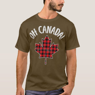 Camiseta Oh Canadá! Xadrez Maple Leaf Canadense Distress (1