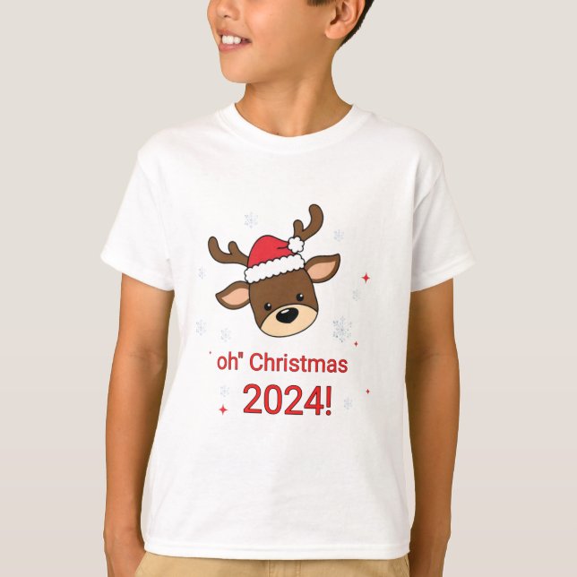 Camiseta Oh Deer Christmas T-Shirt Trendy Kids Holiday D.N (Frente)