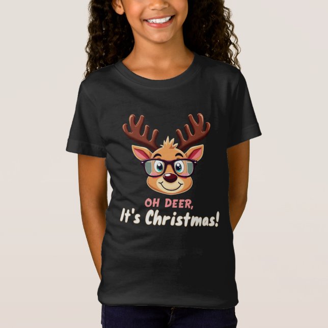 Camiseta Oh Deer, é Natal: Uma Festa de Férias Whimsical (Frente)