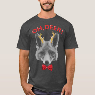 Camiseta Oh Deer Fox Xmas Red Bowtie Outfit T-Sh