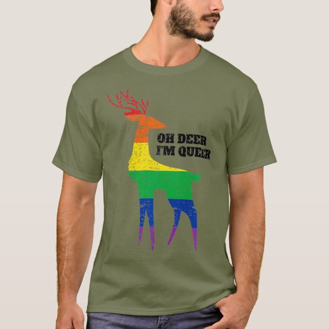 Camiseta Oh Deer Im Queer LGBT Orgulho gay (Frente)