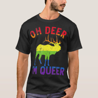 Camiseta Oh Deer Im Queer Rainbow LGBT Orgulho gay Lésbica
