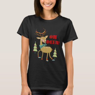 Camiseta Oh Deer! Veado de Natal Com Árvores Presentes
