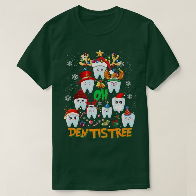 Camiseta Oh Dentistree Engraçado Árvore de Natal Higiene De (Frente do Design)