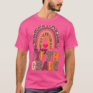 Camiseta Oh Ei 5 Grau Leopard Arco-Íris De Volta À Escola