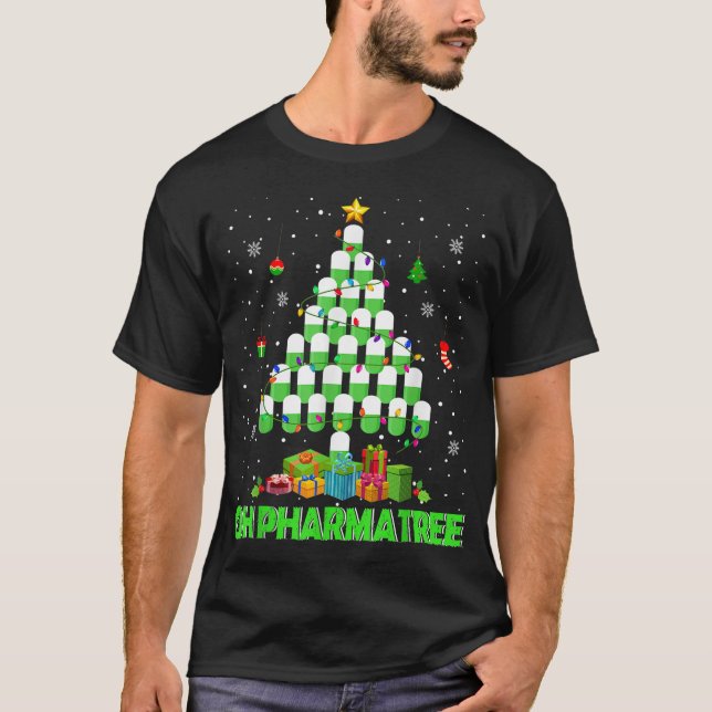 Camiseta Oh Farmácia de árvore de Natal Farmácia P (Frente)