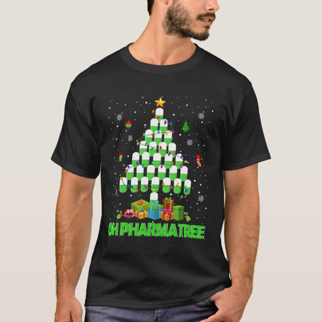 Camiseta Oh Farmácia de árvore de Natal Farmácia P (Frente)