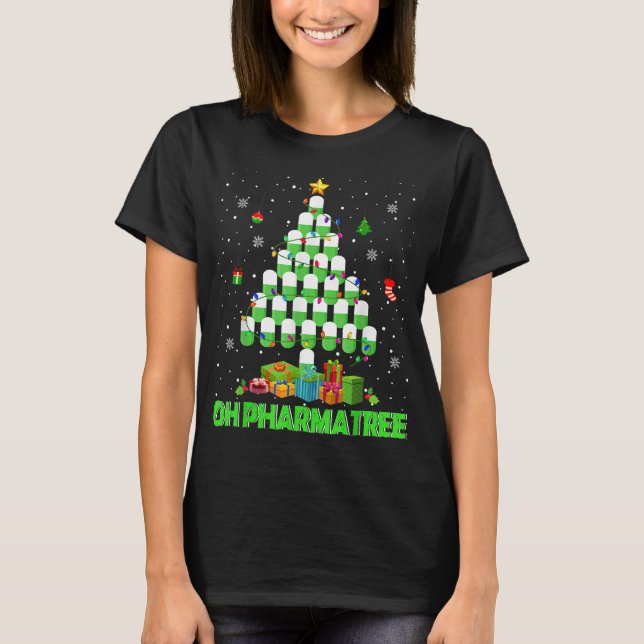 Camiseta Oh Farmácia de árvore de Natal Farmácia P (Frente)
