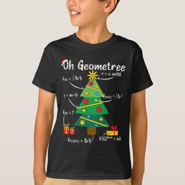 Camiseta Oh geometria geométrica da árvore de natal diverti (Frente)
