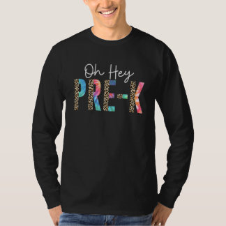 Camiseta Oh Hey Pré K Volta às Aulas Leopardo Arco-íris Pro