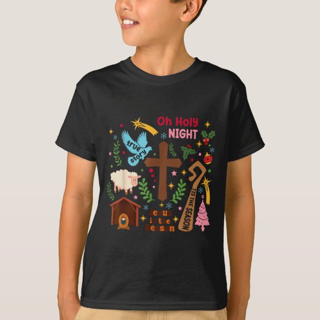 Camiseta Oh Holy Night Jesus Is The Reason Christian Christ (Frente)