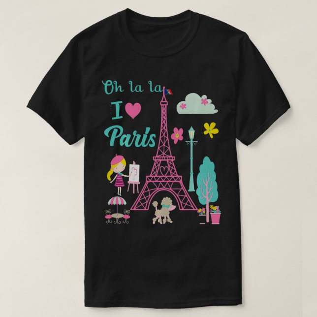 Camiseta Oh la la eu amo Paris Torre Eiffel Tradicional Fra (Frente do Design)