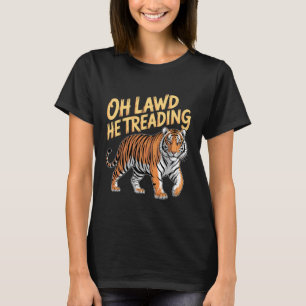 Camiseta Oh Lawd Ele Está Pisando Gordo Gato Caminhando Mem