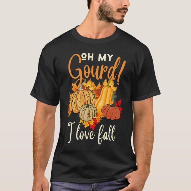Camiseta Oh My Gourd i love fall  Thanksgiving Turkey Famil (Frente)