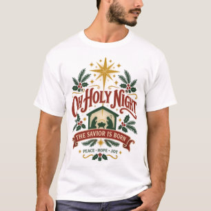 Camiseta Oh Noite Santa – Natal Vintage Natividade