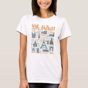 Camiseta Oh, Paris! tipografia da cidade de