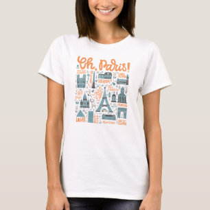 Camiseta Oh, Paris! tipografia da cidade de