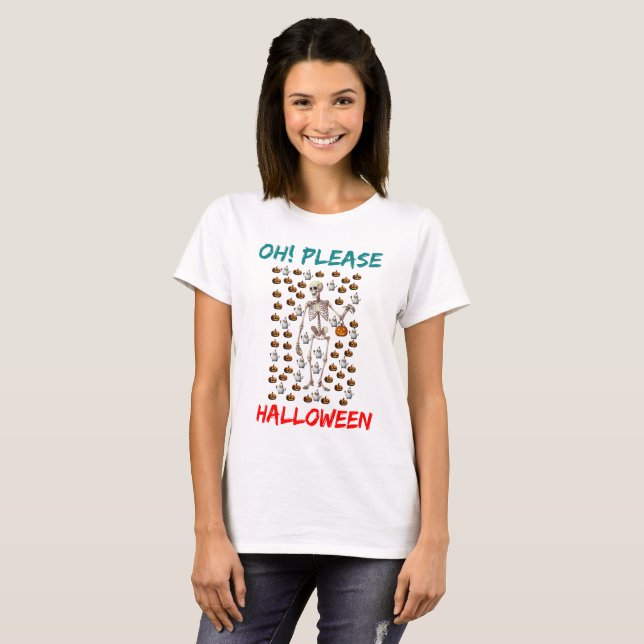 Camiseta Oh! Por favor, Halloween (Frente Completa)