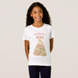 Camiseta Oh Que Diversão É Ler Livros de Natal de Gato Fofo