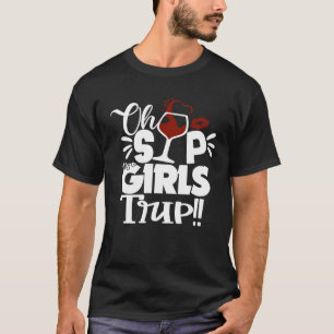 Camiseta Oh Sip É Uma Festa De Vinho Frio De Meninas Vinho