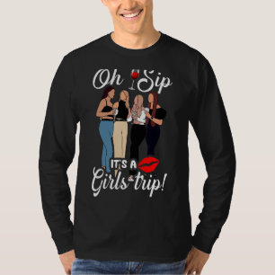 Camiseta Oh Sip É Uma Festa De Vinho Frio De Meninas Vinho
