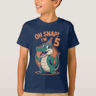 Camiseta Oh Snap Estou Fazer 5 Aniversário Jacaré