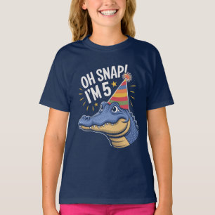 Camiseta Oh Snap Estou Fazer 5 Aniversário Jacaré, Crocodil