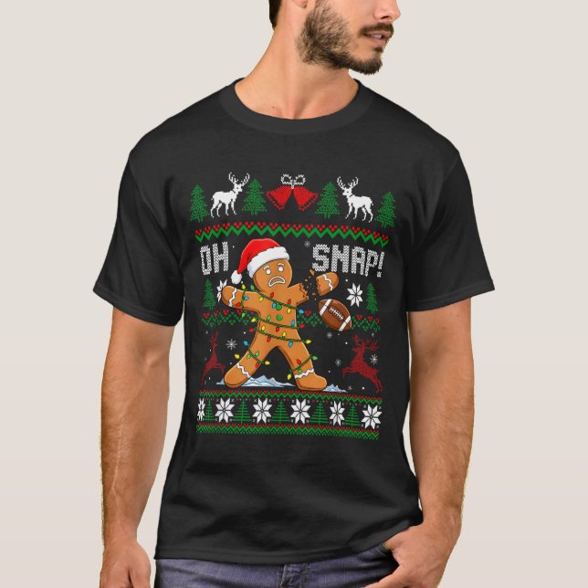 Camiseta Oh Snap Funny Gingerbread Man Football Christmas P (Frente)