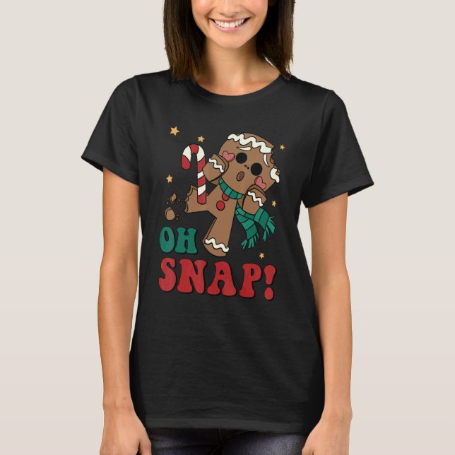 Camiseta Oh Snap Gingerbird Man Retro Christmas Xmas Famili (Frente)