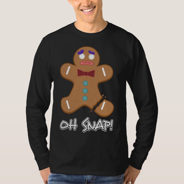Camiseta Oh Snap Gingercake Homem de Natal Cookery Ba (Frente)