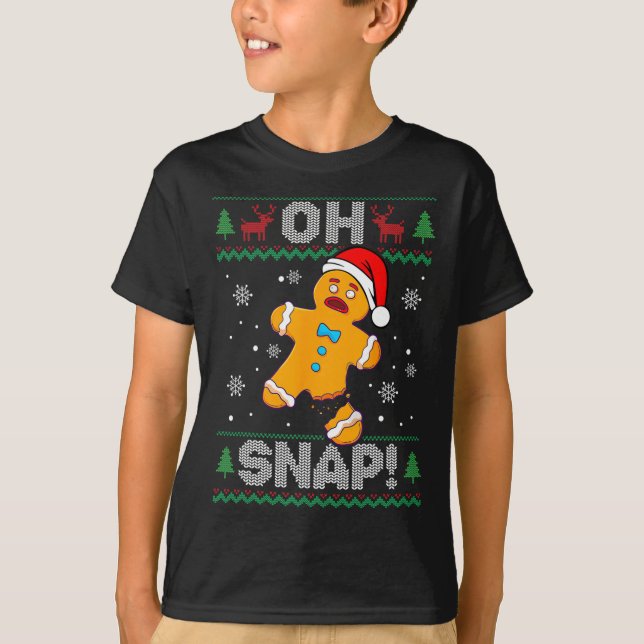 Camiseta Oh Snap Gingercake Homem de Natal Cookie Feia (Frente)