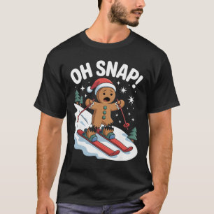 Camiseta Oh Snap Homem de Pão de Gengibre Esquiador Natal E