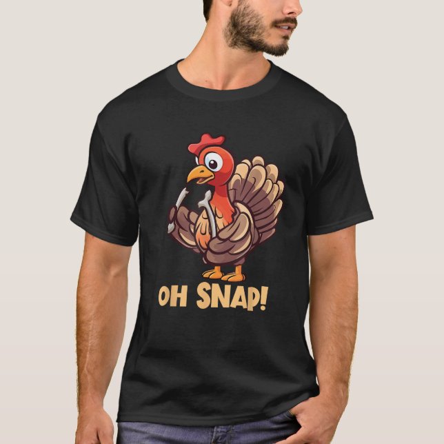 Camiseta Oh Snap Turkey Wishbone Funny Thanksgiving Turkey  (Frente)