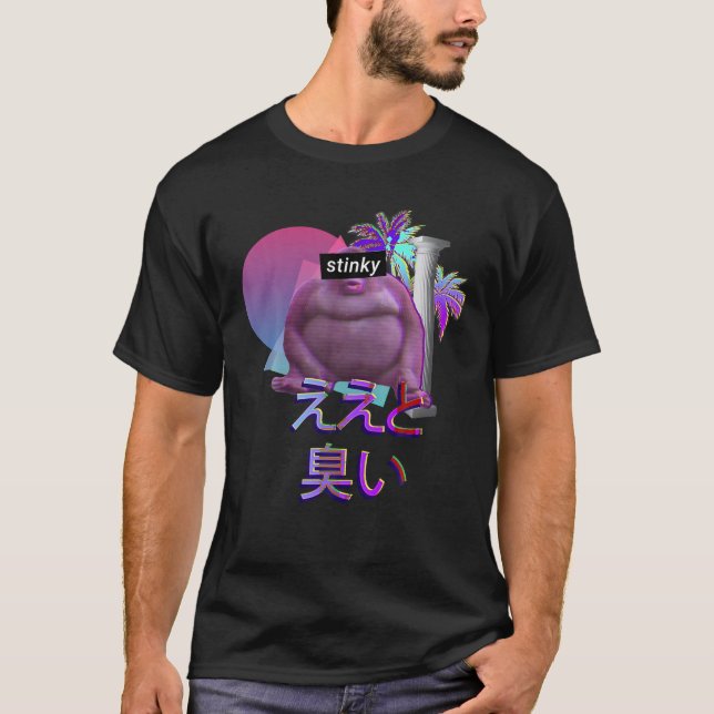 Camiseta Oh Stinky Poop Le Monke Aestética Vaporwave Me (Frente)