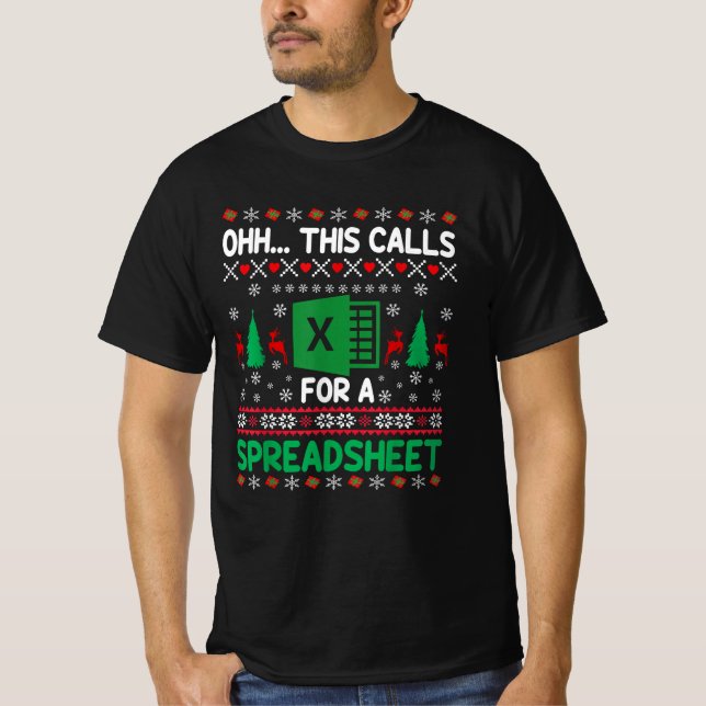 Camiseta Oh This Calls for a Spreadsheet Christmas Sweater  (Frente)