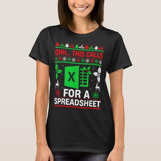 Camiseta Oh This Calls For A Spreadsheet Christmas Sweater  (Frente)
