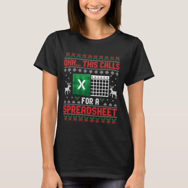 Camiseta Oh This Calls For A Spreadsheet Christmas Sweater  (Frente)