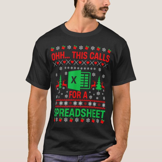 Camiseta Oh This Calls For A Spreadsheet Christmas Sweater  (Frente)