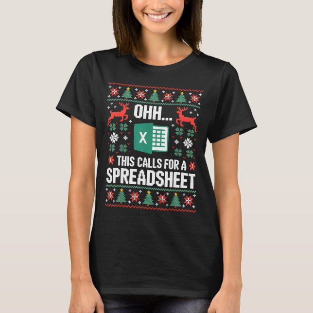 Camiseta Oh This Calls For A Spreadsheet Christmas Sweater  (Frente)