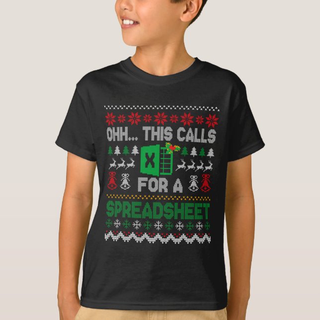 Camiseta Oh This Calls For A Spreadsheet Ugly Christmas Swe (Frente)