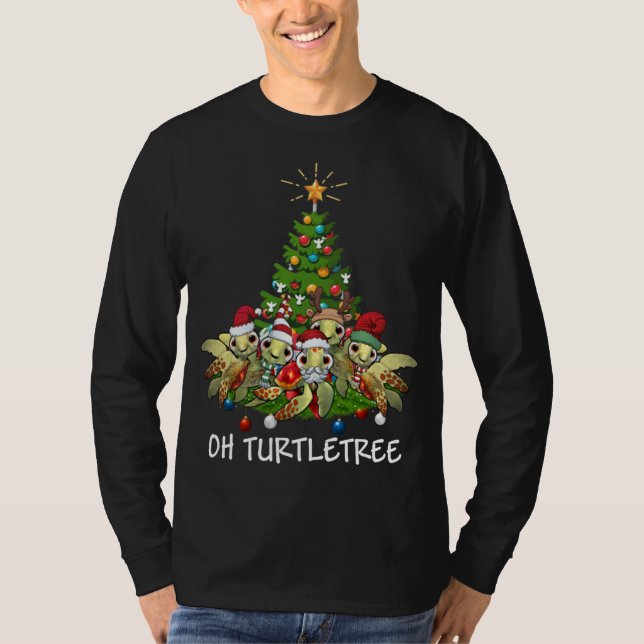 Camiseta Oh Turtletree Sea Turtle Árvore de Natal Xma (Frente)