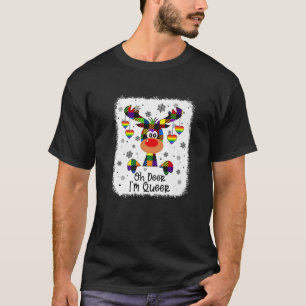 Camiseta Oh veado Eu sou Queer Reindeer Natal LGBT Rainbow