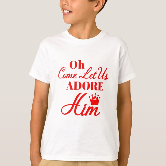 Camiseta Oh vem deixou-nos Adore o o Natal cristão (Frente)
